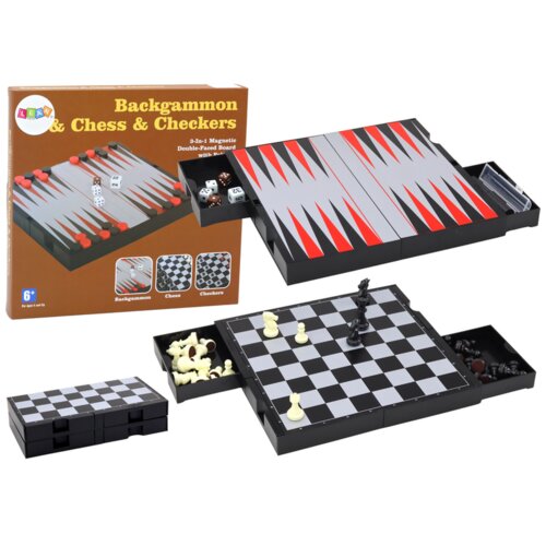  3u1 set za igru na magnetnoj ploči - &scaron;ah, dame, backgammon Cijene