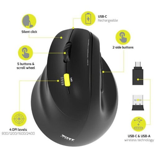 Port Designs Port mi&amp;scaron; 2.4 GHz BT erg. punjivi za ljevake, crni 910008 Slike