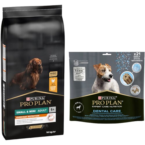  12 kg / 14 kg PURINA PRO PLAN + Dental Care grickalice gratis! - 14 kg Small & Mini Everyday Nutrition + 345 g Dental Care Small Dog Cene