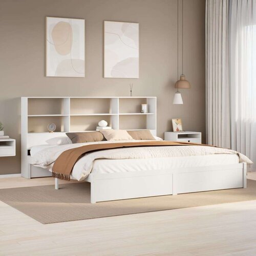 vidaXL Krevet s regalom z knjige bez madraca bijeli 200x200cm borovina Cene