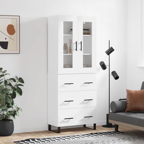  Visoka komoda bijela 69,5x34x180 cm konstruirano drvo Slike