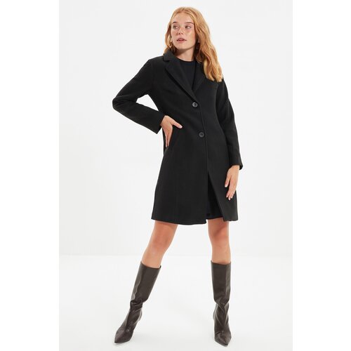 Trendyol Black Fitted Long Wool Cachet Coat Slike