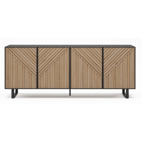 Marckeric Crna/u prirodnoj boji komoda u dekoru hrasta 201x80x40 cm Alana – Cijene