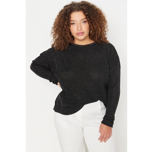 Trendyol Curve Black Silvery Crew Neck Knitwear Sweater Slike
