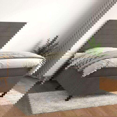 Box spring krevet s madracem tamnosivi 100x200 cm bar&amp;scaron;unasti Slike