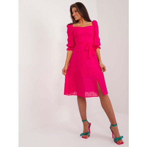 Fashion Hunters Fuchsia midi dress with embroidery Slike