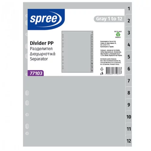  Pregradni karton 1-12 spree siv pp 77103 SPREE