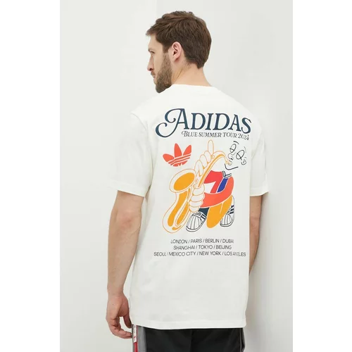 Adidas Pamučna majica za muškarce, boja: bež, s tiskom, IS2937