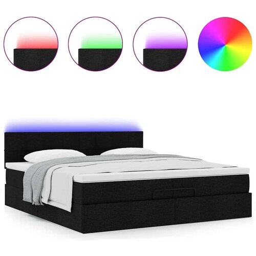 vidaXL Otomanski okvir kreveta s madracima crni 200x200cm od tkanine Cijene