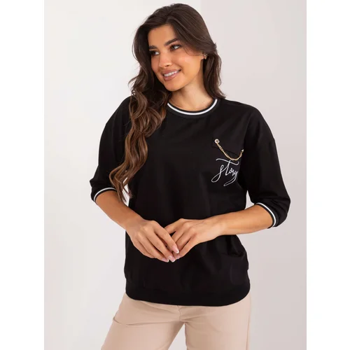 Fashion Hunters Black women's casual blouse with inscription