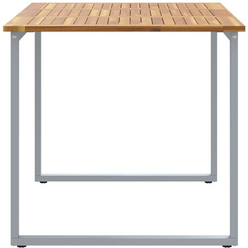  Vanjski stol za blagovanje Siva 140x80x75 cm Čelik i čvrsto drvo akacija Slike