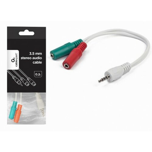 Gembird CCA-417W 2x 3.5 mm(slusalice i mikrofon) adapter na 1x 3.5mm(4 pin) cable, 0.2 m beli Cene