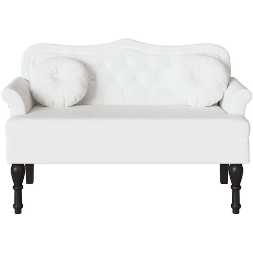 VidaXL Chesterfield klupa Bijelo 120.5 x 65 x 75 cm Lažna koža Slike