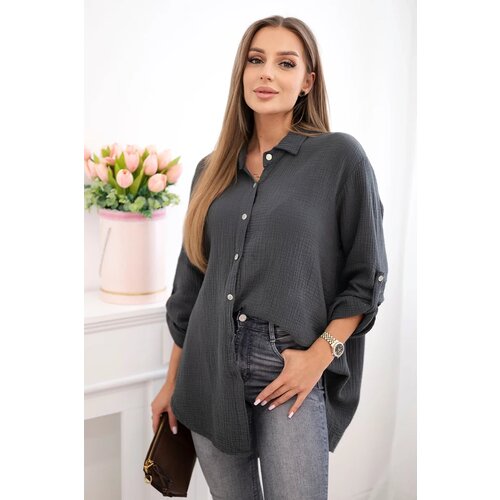 Kesi Włoski Cotton muslin shirt Plus Size graphite Cijene