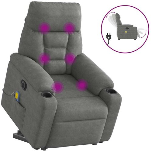 VidaXL Električni masažni naslonjač na podizanje tamnosivi mikrovlakna Slike