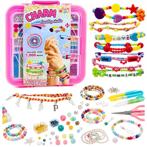  Jewelry Making Set in a Case Beads Pendants Letters 1000 pcs. Slike