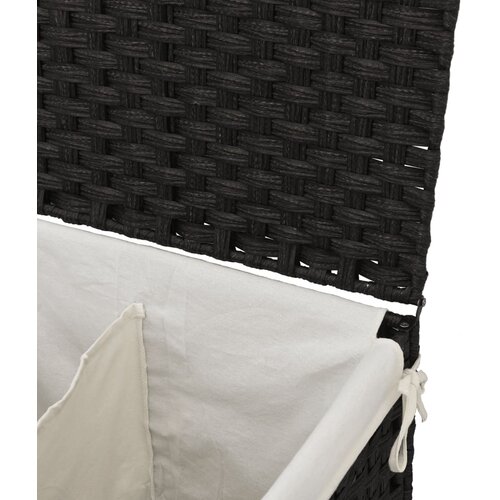  Ko&amp;scaron;ara za rublje s 2 odjeljka crna 53 x 35 x 57cm od poliratana Slike