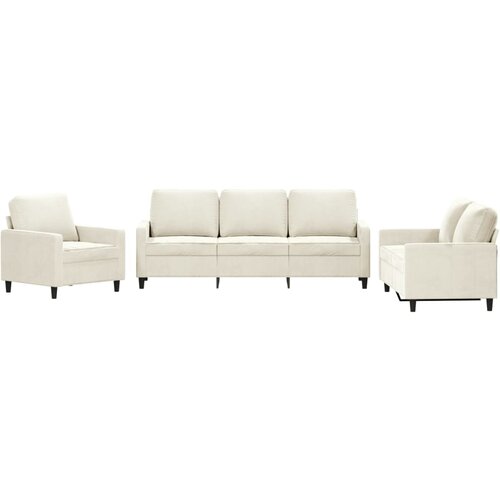 Maison Chic Sedežna garnitura - kavč 3-delna z blazinami krem žamet, (21728186) Cene