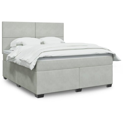vidaXL Box spring postelja z vzmetnico svetlo siva 180x200 cm žamet Cene