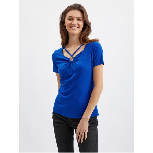 Orsay Blue Ladies T-Shirt with Decorative Detail - Women Cene