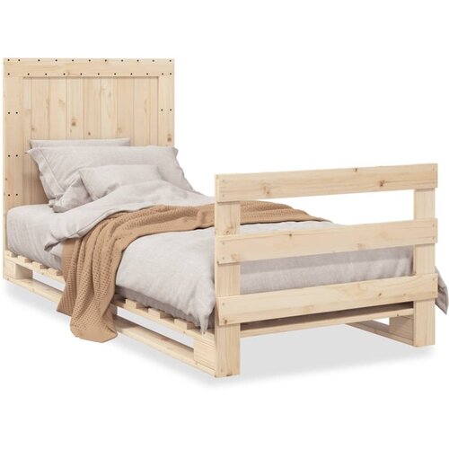 vidaXL Okvir kreveta s uzglavljem 90 x 200 cm od masivne borovine Cene