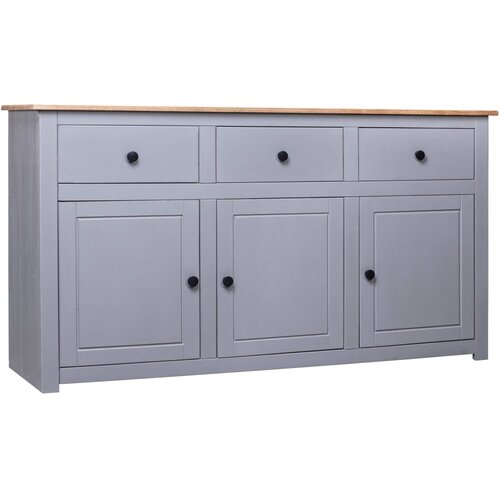 VidaXL Komoda siva 135x40x80 cm trdna borovina Panama Range Slike