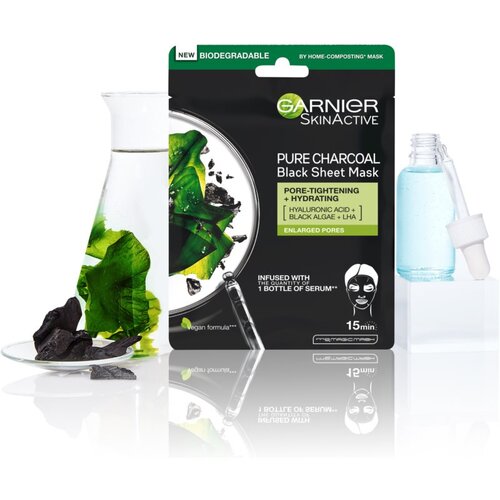 Garnier Skin Naturals Pure Charcoal Algae vlažilna maska proti nepravilnostmi 1 ks za ženske Slike