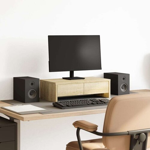  Stalak za monitor s ladicama boja hrasta 50 x 27 x 15 cm drveni Cijene