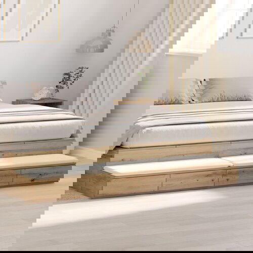 VidaXL Ladice za krevet Umjetni hrast 200x36.5x16.5 cm Konstruirano drvo Slike