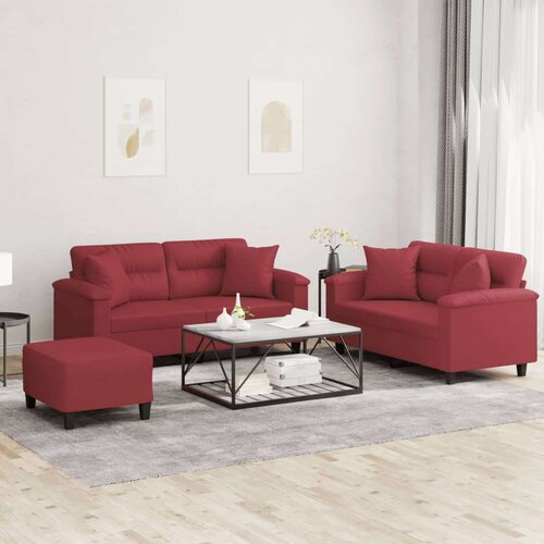  3-dijelni set sofa s jastucima boja vina od umjetne kože Cene