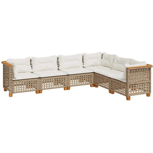  6-dijelni set vrtnih sofa s jastucima bež od poliratana 63.5 x 63.5 x 62 cm Slike