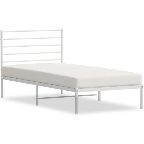 VidaXL Metalni okvir za krevet s uzglavljem bijeli 90x200 cm Slike