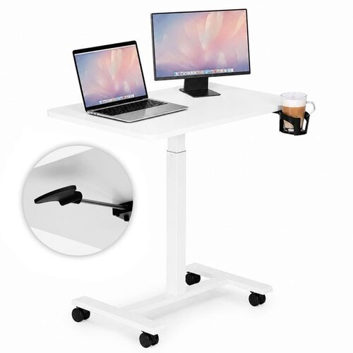 ModernHome Mobilni podesivi sto za laptop, 70 × 48 cm, bele boje, visina 71,5–112 cm – Cene