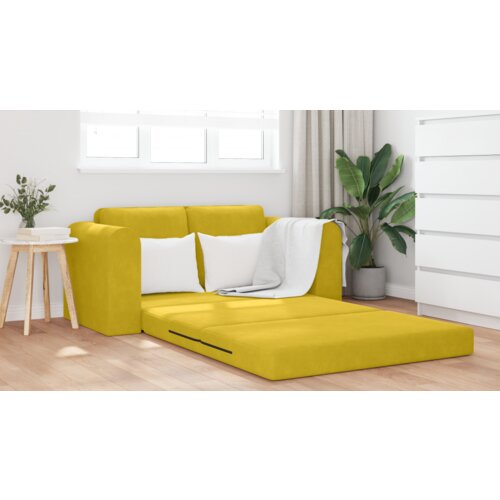 VidaXL Podni kauč na razvlačenje 2-u-1 Žuti 148x71x83 cm Velvet Slike