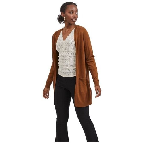 Vila Puloverji Jeneve Cardigan - Toffee Kostanjeva Slike