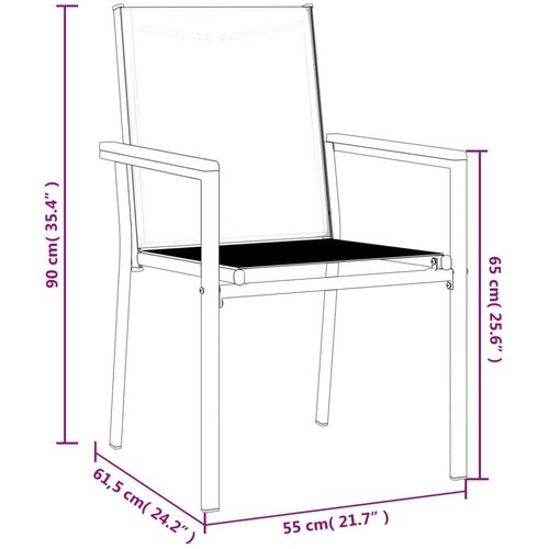 VidaXL Vrtne stolice 4 kom crne 55 x 61 5 x 90 cm tekstilen i čelik Slike
