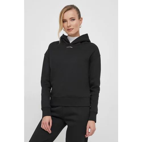Calvin Klein Pulover ženska, črna barva, s kapuco