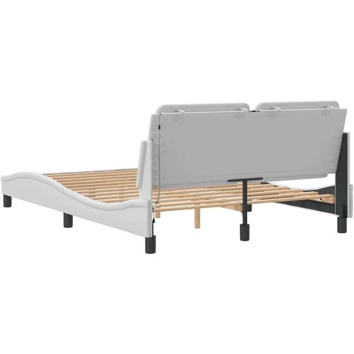 vidaXL Posteljni okvir z LED lučkami bel 140x190 cm umetno usnje Cene