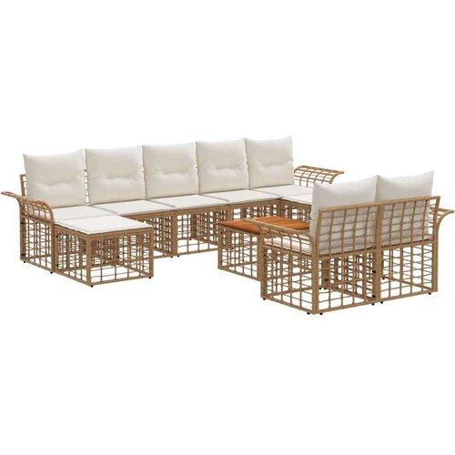  Set vanjskih sofa 10 pcs Prirodna i krema bijela Poliester - Prirodna i kremasto bijela sa stolom Cene