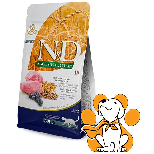 N&d ancestral Grain Adult Lamb, Spelt, Oats & Blueberry Recipe 1,5kg, Za Mačke Slike