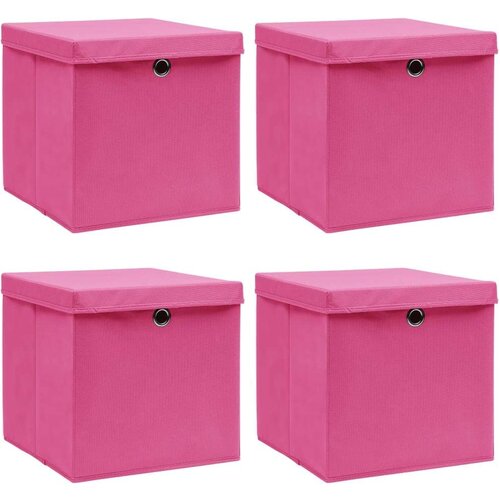 vidaXL Kutije za pohranu s poklopcima 4 kom roze 32x32x32 cm tkanina Cijene
