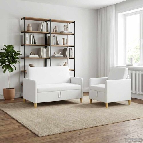  Set sofe s pohranom 2 pcs Bijela Poliester Cijene