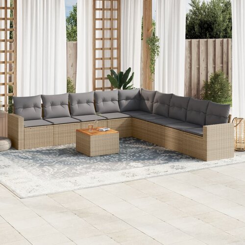 vidaXL 10-dijelni set vrtnih sofa s jastucima bež od poliratana Cijene