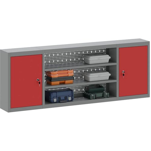  Ormar za alate s policom Crvena i siva 150 x 20 x 55 cm Slike