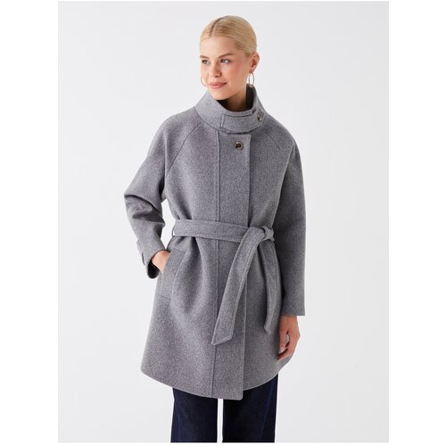 LC Waikiki Standing Collar Straight Long Sleeved Women&amp;#039;s Stamped Coat Slike