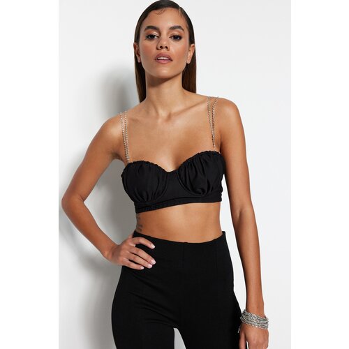 Trendyol Crop Top - Black - Plain Slike