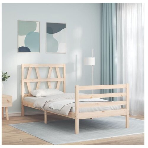 VidaXL Okvir za krevet s uzglavljem 100x200 cm od masivnog drva Slike