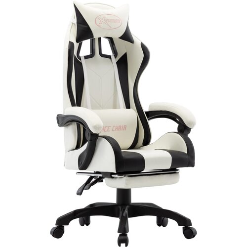 vidaXL Racing stol z oporo za noge črno in belo umetno usnje, (20669370) Cene