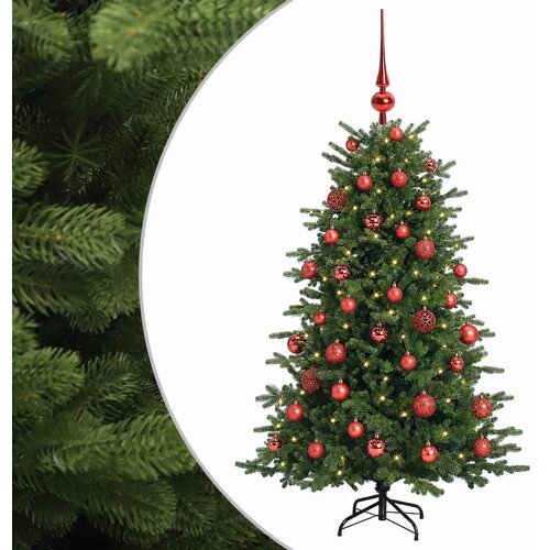  Umjetno božićno drvce s kuglicom 120 cm 150 LED lampica - 120 cm s LED-ima i crvenim lopticama Slike