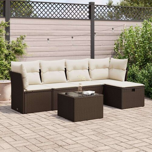 vidaXL 6-dijelni set vrtnih sofa od poliratana s jastucima smeđi Cene